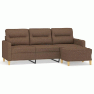 Canapé à 3 places avec repose-pieds Marron 180 cm Tissu Modèle Vega StudioDesk Signature - 8721012060432
