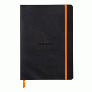 Carnet souple Rhodiarama noir A5, 160p./80 feuilles ivoire 90 g/m², ligné - noir 117402C