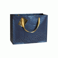 Clairefontaine Lot de 5 Sac cadeau Nuit bleutée, grand format (32x13x24,5 cm), papier 170 g/m², ruban satin assorti - 3329682128978