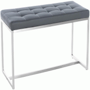 Décoshop26 - Banc banquette en PVC gris capitonné assise rembourrée et acier inoxydable 100 cm 10_0005504 - inox 3000252680125