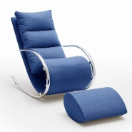 FAUTEUIL RELAX YANIS TISSU BLEU POUF INDÉPENDANT STRUCTURE MÉTAL