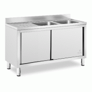 Helloshop26 - Plonge inox sur meuble 2 bacs acier inoxydable 500 x 400 x 300 mm professionnelle  14_0005014 - 3000227821539