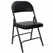 Ldchaviny - chaise pliante - leader equipements - structure en acier, assise et dossier en vinyle rembourré