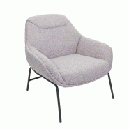 Mendler Fauteuil lounge HWC-J77, fauteuil cocktail, tissu bouclé métal ~ gris clair - gris textile 83078
