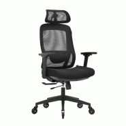 OfficeSense OS250 Chaise de Bureau Ergonomique – Accoudoirs 3D – Dossier en Maille – Appui-tête Réglable – Adultes - noir plastique 8721042800831