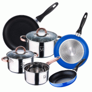 San Ignacio - Batterie 5pc acier inoxydable Ø16/18/20cm et Ensemble de 3 poêles Ø16/20/24 cm en aluminium pressé Compatible Induction - multi-matà San Ignacio - Batterie 5pc acier inoxydable Ø16/18/20cm et Ensemble de 3 poêles Ø16/20/24 cm en aluminium pressé Compatible Induction - multi-matÃ
