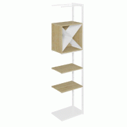 Suite structure Cage blanc base métal 58x40x240cm 2 tabl et cube chêne clair