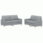VidaXL Ensemble de canapés 2 pcs avec coussins Gris clair Tissu Modèle Atlas Office Luna - 3201274