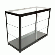 Vitrine comptoir cadre alu noir et verre trempé 100x50x90 cm