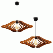 WellHome - Ensemble de 2 lampes de plafond de 55 cm, couleur noyer, motif ange - marron WH1116