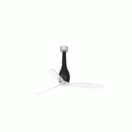 AKUNADECOR Ventilateur de plafond intérieur, noir mat/transparent, structure acier et polycarbonate, moteur DC silencieux 6 vitesses, inverseur, tél