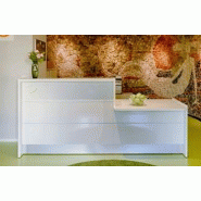 Banque d'accueil droite Valde avec accès bas - MDD. - 237, Blanc brillant, Droite