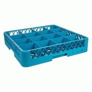 Casier de lavage verres 16 compartiments polypropylène 50x50x10 cm bleu