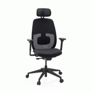 Chaise de bureau ergonomique Skandis Pro avec appui-tête noir / piètement noir hjh OFFICE - noir polyester 609002