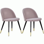 Chaise en velours avec pieds en acier cuivrés Velvet (Lot de 2) Venture Home - rose 3700866352554 Chaise en velours avec pieds en acier cuivrés Velvet (Lot de 2) Venture Home - rose 3700866352554