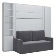 COMPOSITION LIT ESCAMOTABLE 140 BLANC MAT DJUKE SOFA CANAPÉ GRIS 2 COLONNES