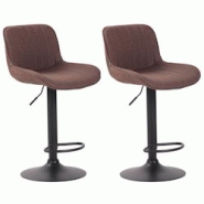 Décoshop26 - Lot de 2 tabourets de bar chaises hautes en tissu marron coutures verticales support en métal noir 10_0004287 - marron 3000252024912 Décoshop26 - Lot de 2 tabourets de bar chaises hautes en tissu marron coutures verticales support en métal noir 10_0004287 - marron 3000252024912