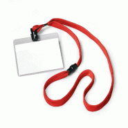 Durable 813903 Pochette Porte-badge Universel avec Lacet Textile Rouge pour Insertion Format 60 x 90 mm Plastique Résistant Transparent Boîte de 10