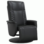 Fauteuil inclinable avec repose-pieds noir similicuir Modèle Permelix - 356509