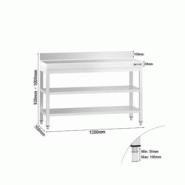 GGM Gastro Tables Inox de Travail Premium avec Dosseret et 2 étagères - Profondeur 700 mm - ATK127AZB - 4063326276012 GGM Gastro Tables Inox de Travail Premium avec Dosseret et 2 étagères - Profondeur 700 mm - ATK127AZB - 4063326276012