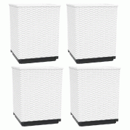 Helloshop26 - Lot de 4 jardinières décoratives modernes balcon jardin 30 x 30 x 37 cm en PP blanc 02_0047407 - blanc 3000234761422