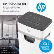 HP 2805 OneShred 18CC destructeur de documents à coupe en particules P-4, 4 x 35 mm, jusqu'à 18 feuilles, blanc - 2805