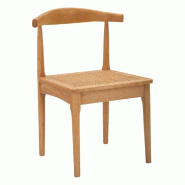 Mauro Ferretti Ensemble De 2 Chaises Japonaises -A- 54X54X70 Cm En Bois D'Hévéa Et Rotin Tressé, Couleur Marron - Design Bohème Chic D'Inspiration
