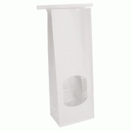 Sachet kraft à fenêtre et barrette fermeture intégrée blanc 9+6x25cm par 500