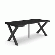 SKRAUT HOME Table console extensible, 180, Pour 8 personnes, Pieds bois massif, Noir - noir Bois manufacturé 232_41