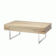 TABLE BASSE BATEO 110 X 60 CM PLATEAU CHÊNE HUILÉ 1 TIROIR