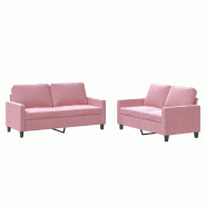 VidaXL Ensemble de canapés 2 pcs avec coussins Rose Velours Modèle Unique Design - 3201499