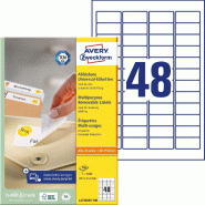 Avery Zweckform 4800 étiquettes enlevables Laser blanc, format 45,7 x 21,2 mm (100 feuilles A4 / cdt) - L4736REV-100
