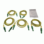 CHAUVIN ARNOUX - Jeu de 5 cordons connecteur banane femelle diamètre 4 isolée - couleur vert jaune