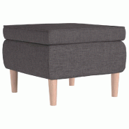 Décoshop26 - Tabouret assise repose-pieds avec pieds en bois assise en tissu gris foncé DEC026303 - Bois massif 3000255741755
