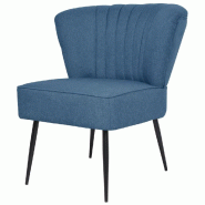 Helloshop26 - Fauteuil chaise siège lounge design club sofa salon de cocktail bleu 1102103/3 - bleu Bois massif 3000140721381