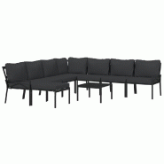 Helloshop26 - Salon de jardin meuble d'extérieur ensemble de mobilier 9 pièces avec coussins gris acier 02_0017978 - gris acier 3000116769607
