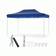 Helloshop26 - Tonnelle de jardin 445 x 300 cm portable avec montages rapides 3 hauteurs ajustables en tissu oxford bleu marine 20_0014431 - bleu méta