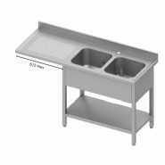 Plonge inox 2 bacs avec passage lave-vaisselle à droite 1600x700x900 - P934917160