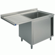 Plonge sur armoire inox 1 porte battante bac à droite avec passage ... - PSLA1LS1206