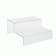 Présentoir escalier 2 marches - 10x21x20cm - PMMA aspect verre