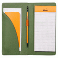 RHODIA 213003C - Livret Porte-Bloc et Porte-Documents N°13 Sauge - pour Bloc-Notes ou Carnets de Format A6 (10,5x14,8 cm) - Simili Cuir Italien Premi
