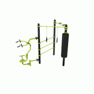 Station Combo 3-4 - Agrès extérieurs avec modules Pull, Espalier, Sac de frappe, Barre TRX et Barre Poignée Station Combo 3-4 - Agrès extérieurs avec modules Pull, Espalier, Sac de frappe, Barre TRX et Barre Poignée