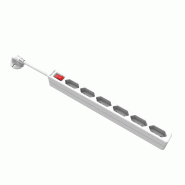 VALUE Multiprise 6 ports type Euro, avec interrupteur et fiches profilées, blanc, 2 m_0