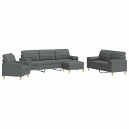VidaXL Ensemble de canapés 4 pcs repose-pied et coussins décoratifs Modèle Sésame - 3278312