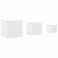 VidaXL Tables d'appoint 3 pièces en bois d'ingénierie blanc Modèle Patio Chi Plus - 808585