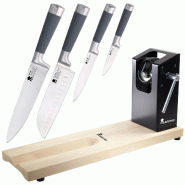 Bergner - Pack support à jambon Masterpro + set de 4 couteaux de cuisine - noir Bois massif PK3974 Bergner - Pack support à jambon Masterpro + set de 4 couteaux de cuisine - noir Bois massif PK3974