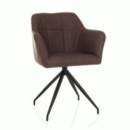 Chaise de salle à manger / chaise rembourrée ELVERUM SPU similicuir brun foncé hjh LIVING - marron plastique 729490
