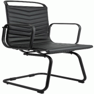 CLP Chaise à piètement luge Tomkin en simili-cuir Noir - noir polyester 323699