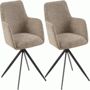 CLP Lot de 2 chaises de salle a manger Olema en tissu Tissu HBT: 81x56x62 cm Taupe - gris textile 327373