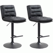 CLP Lot de 2 tabourets de bar Damar en similicuir Noir /Noir - noir polyester 325678 CLP Lot de 2 tabourets de bar Damar en similicuir Noir /Noir - noir polyester 325678